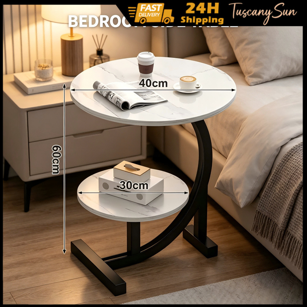 Modern Round Sofa Side Table Small Coffee Table for Living Room Bedroom ...