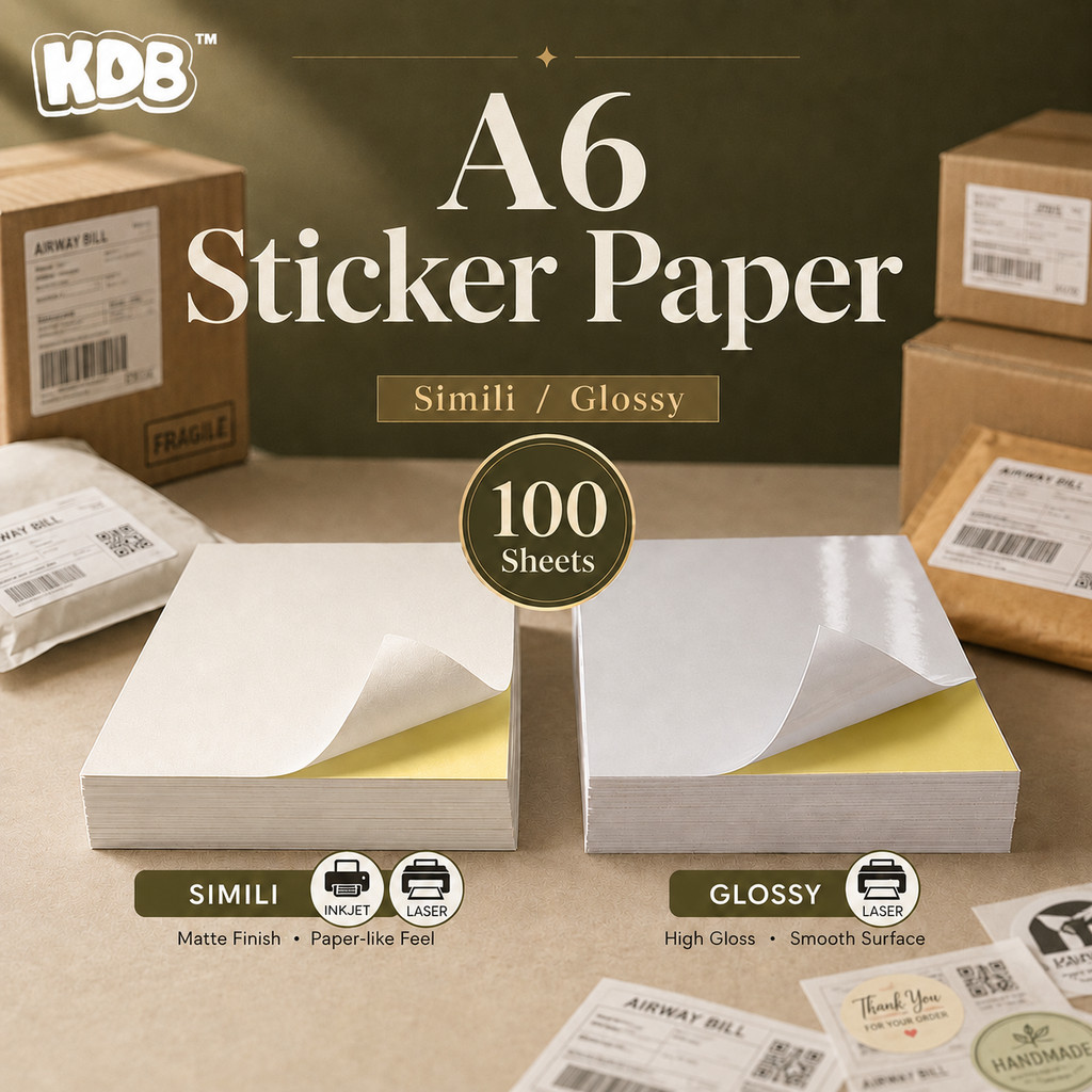 (A6) 100 SHEETS SIMILI / GLOSSY STICKER /A6 WAYBILL STICKER/AWB STICKER ...
