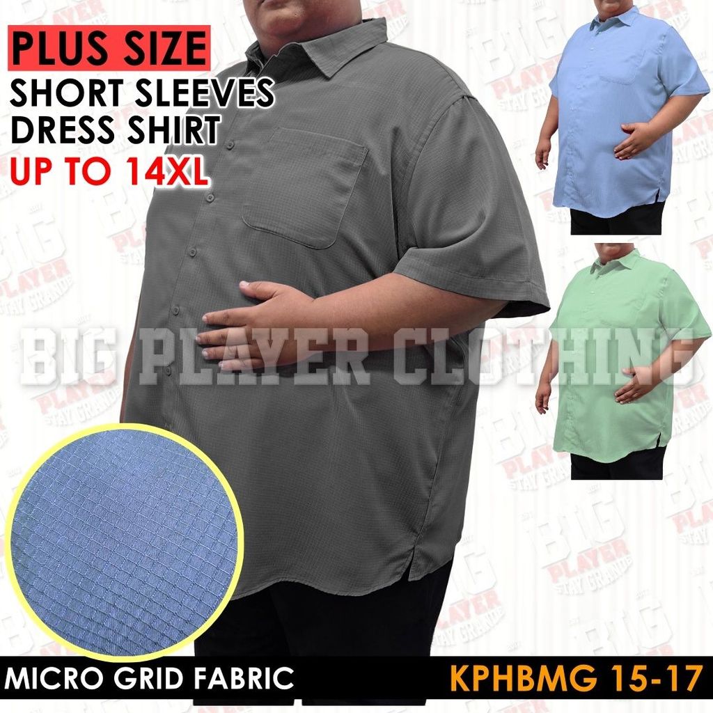 [PIT 28-41] Plus Size Kemeja Plain (Men's Dress Shirts) Short Sleeves ...