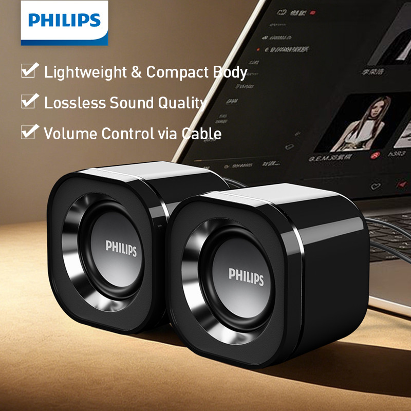 Philips SPA36 Desktop Speaker 6W Dual-Channel Stereo Metal Diaphragm ...