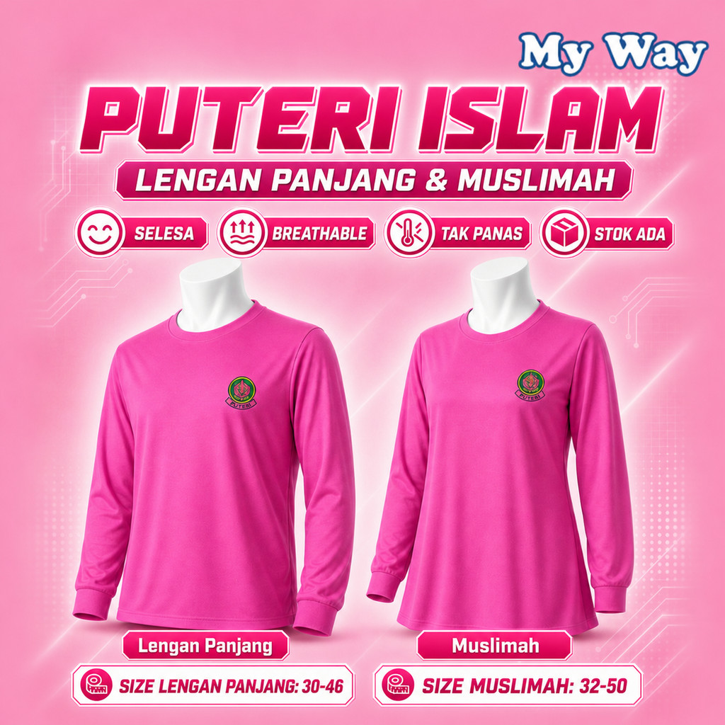 PERSATUAN PUTERI ISLAM MUSLIMAH LONG SLEEVE T-SHIRT PPIM PINK BAJU ...