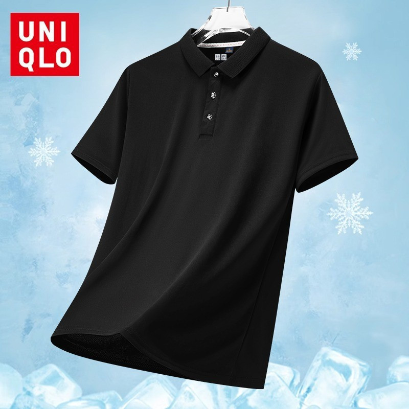 Uniqlo Thin Solid Color Short Sleeve T-shirt M-5XL Men's Summer Polo Shirt