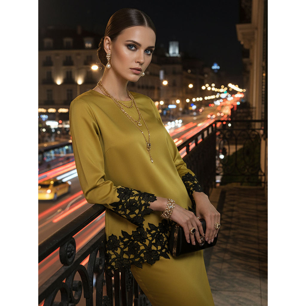 GIO FABRICS BAJU KURUNG KEDAH JULYA (MUSTARD) | Shopee Malaysia