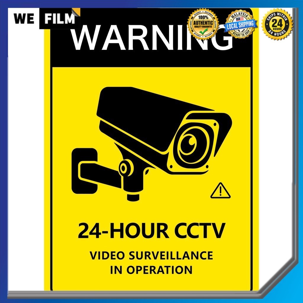 Warning Camera Sign Notice Sticker 24-HOUR CCTV VIDEO SURVEILLANCE IN ...