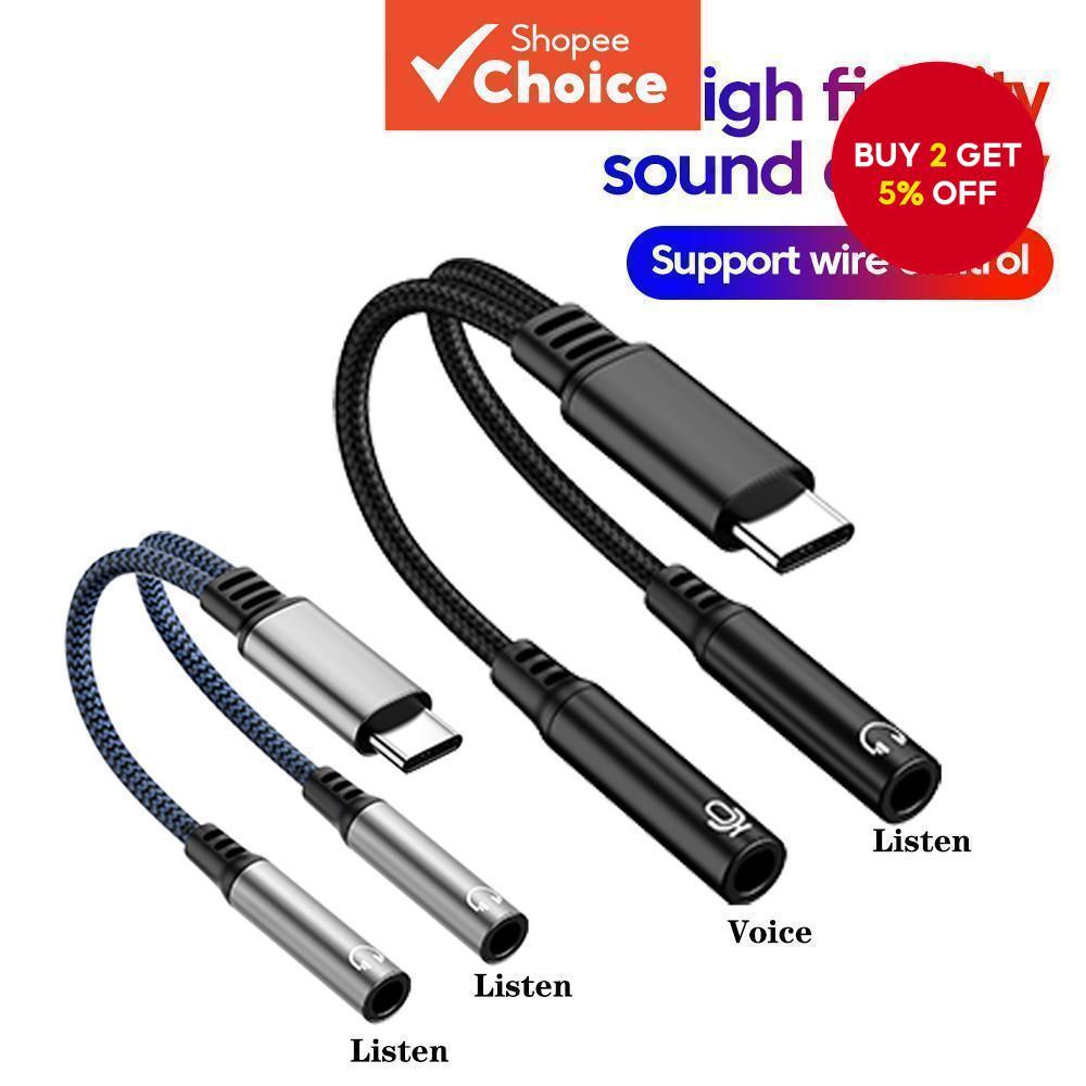 2in1 Type-C to Dual 3.5mm Jack Microphone Listening DAC USB C Audio ...