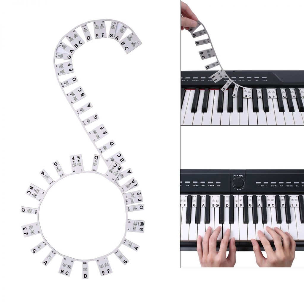 61 / 88 Keys Piano Note Marker Silicone Strips No Glue Practice Sticker ...