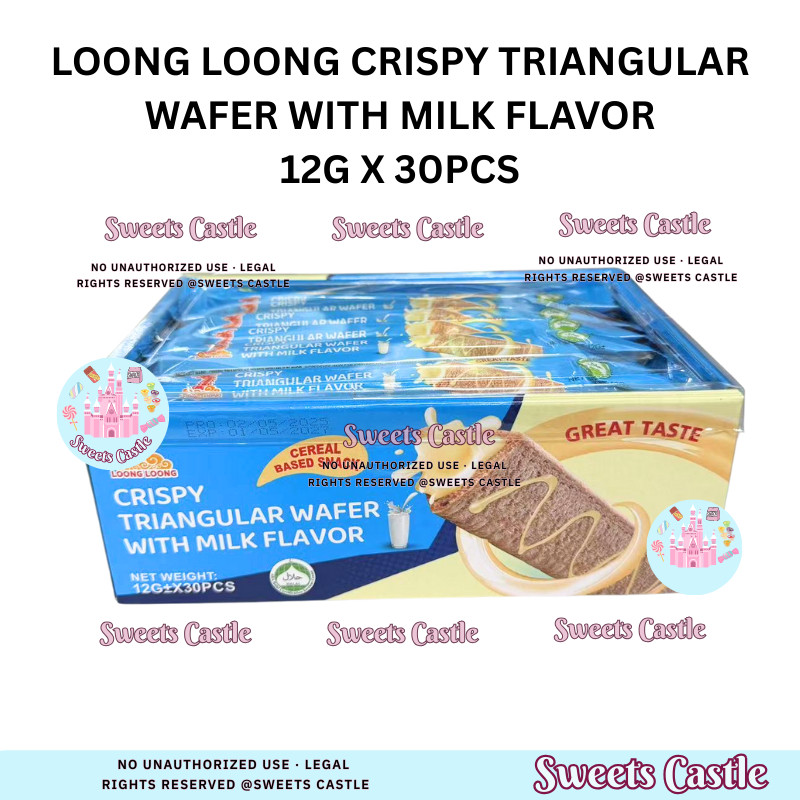 Halal LOONG LOONG CRISPY TRIANGULAR WAFER WITH MILK FLAVOR 12G X 30PCS ...