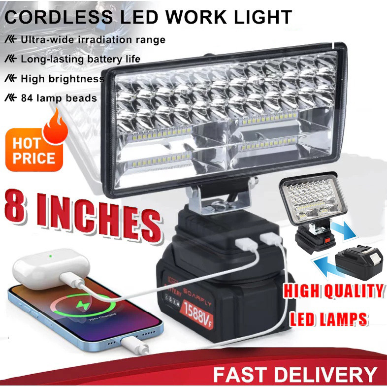 8“Cordless LED Work Light Spotlight For Lithium Battery Outdoor ...