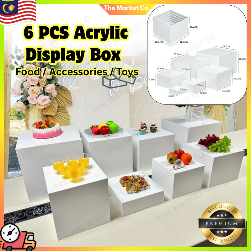 【Local】6PCS White Acrylic Buffet Display Boxes & Food Risers Party ...