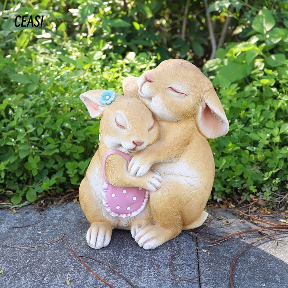CEASI Resin Rabbit Crafts, Micro-Landscape Cartoon Desk Miniatures ...