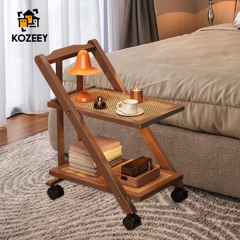 KOZEEY Rolling Cart, Movable Side Table Cart, 2-layer, Stable, Foldable ...