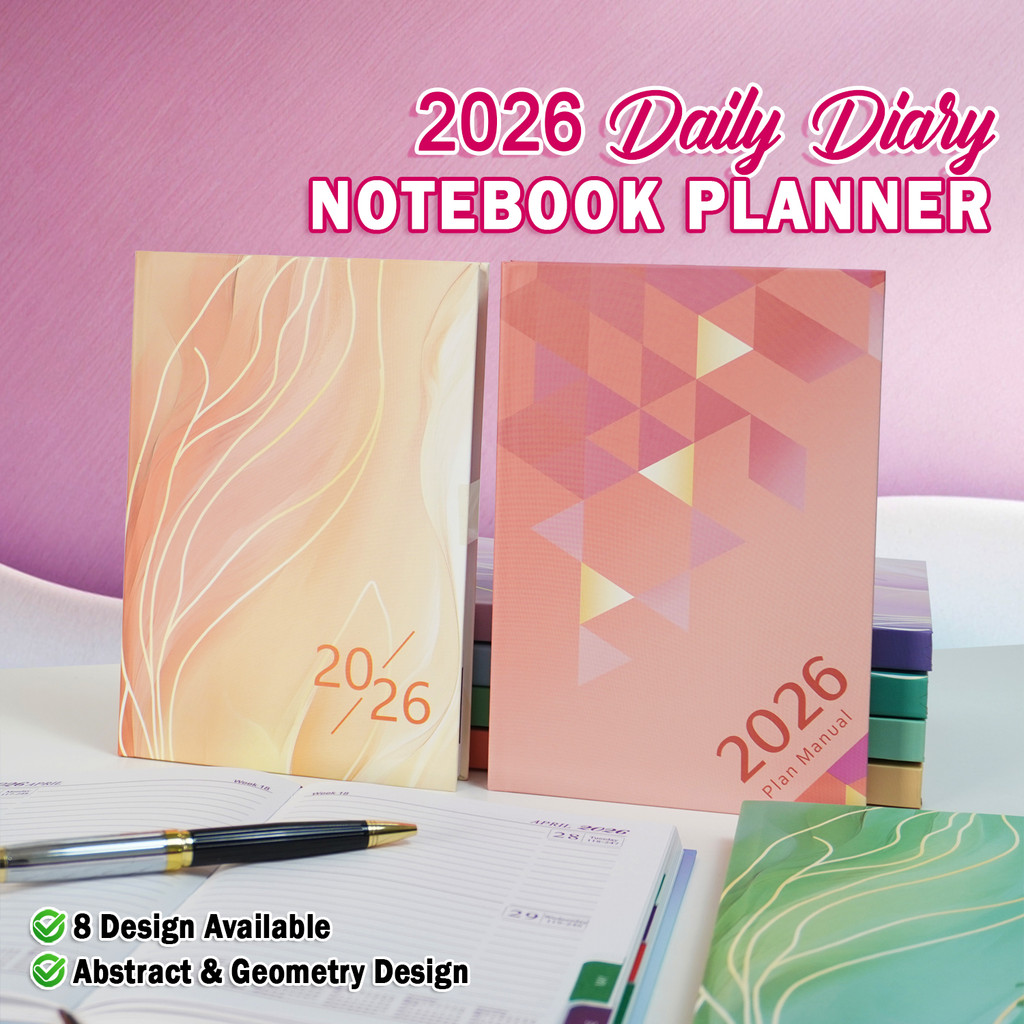 VCR 2026 Daily Planner Diary Calendar A5 Hardcover Notebook Geometry ...