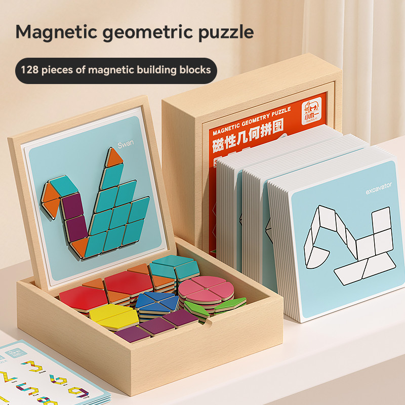 Wooden Tangram Puzzles for Kids 8 Colored Magnetic Blocks Montessori ...
