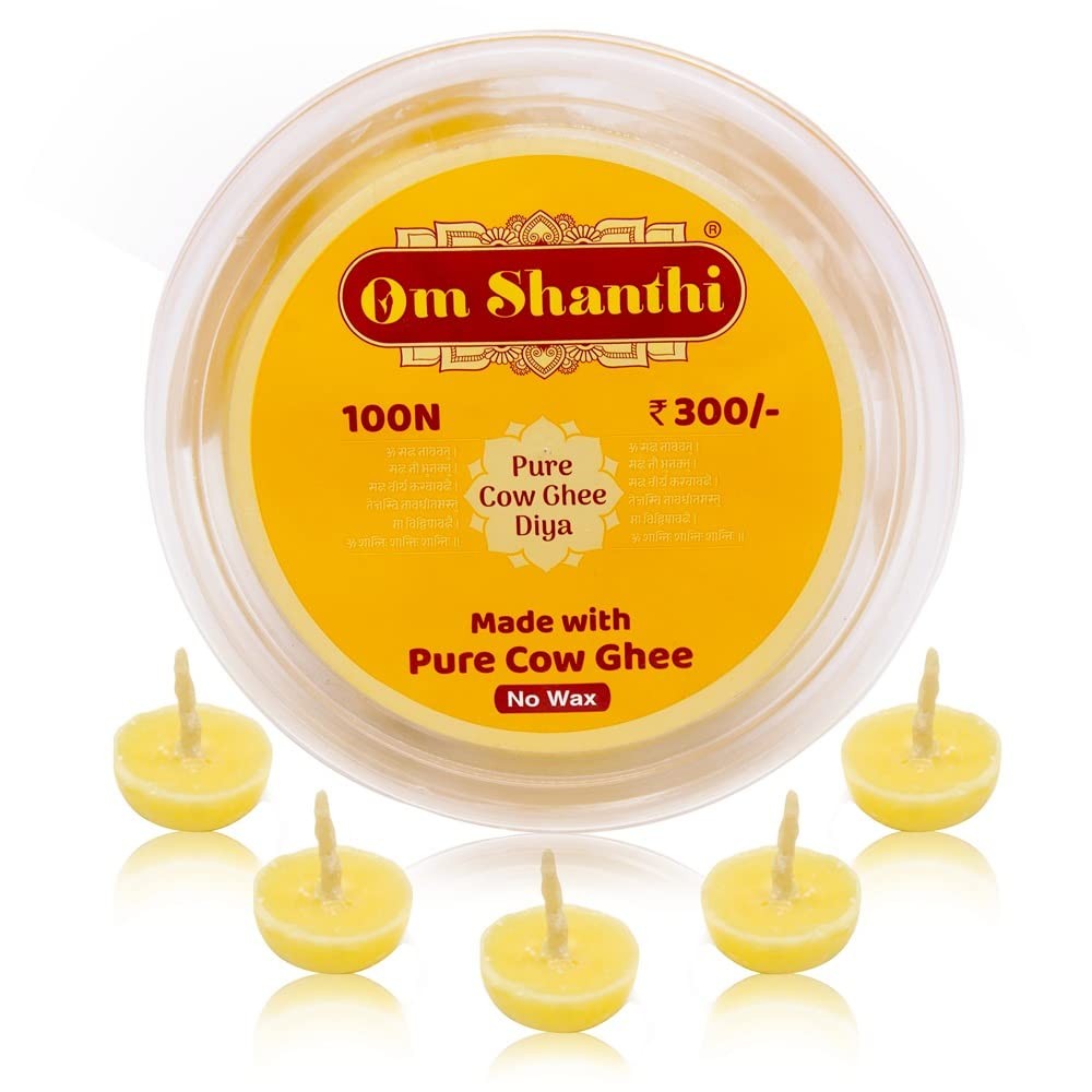 Cycle Pure Om Shanthi Cow Ghee Diya for Puja - 100 Ghee Wicks | Ghee ...