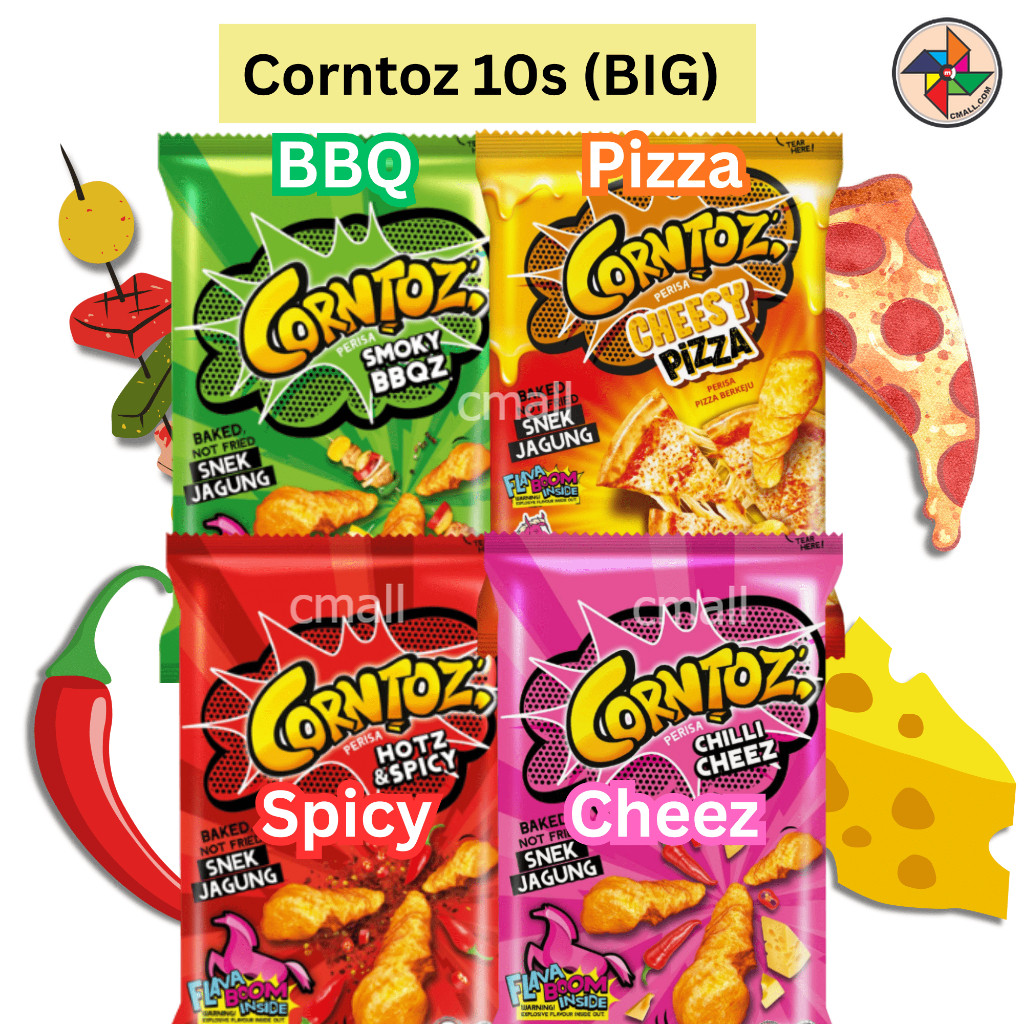[CM] Corntoz Crackers Corn Snacks Hotz&Spicy/Smoky BBQZ/Chilli Cheez ...
