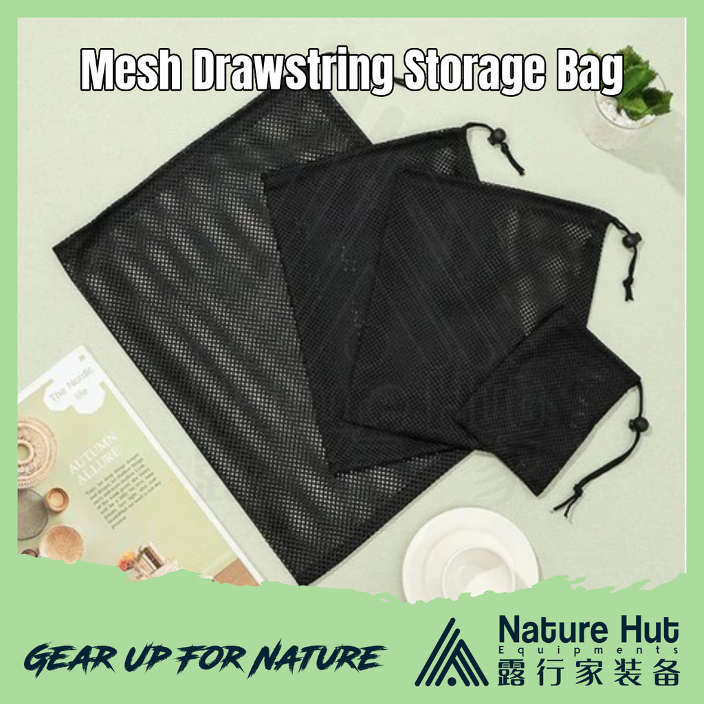 Mesh Drawstring Storage Bag Durable Nylon Home Laundry Pouch Travel ...