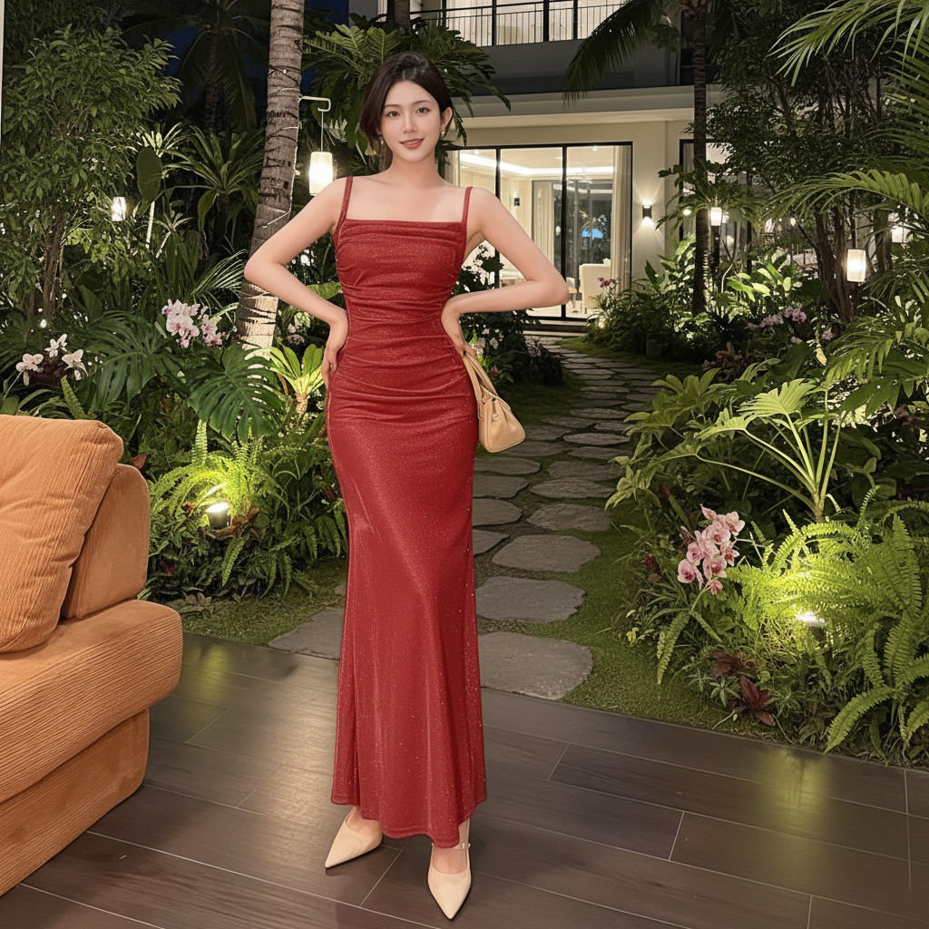 Elegant Plus Size Long Red Dress - Perfect for Formal Occasions | Shopee  Malaysia