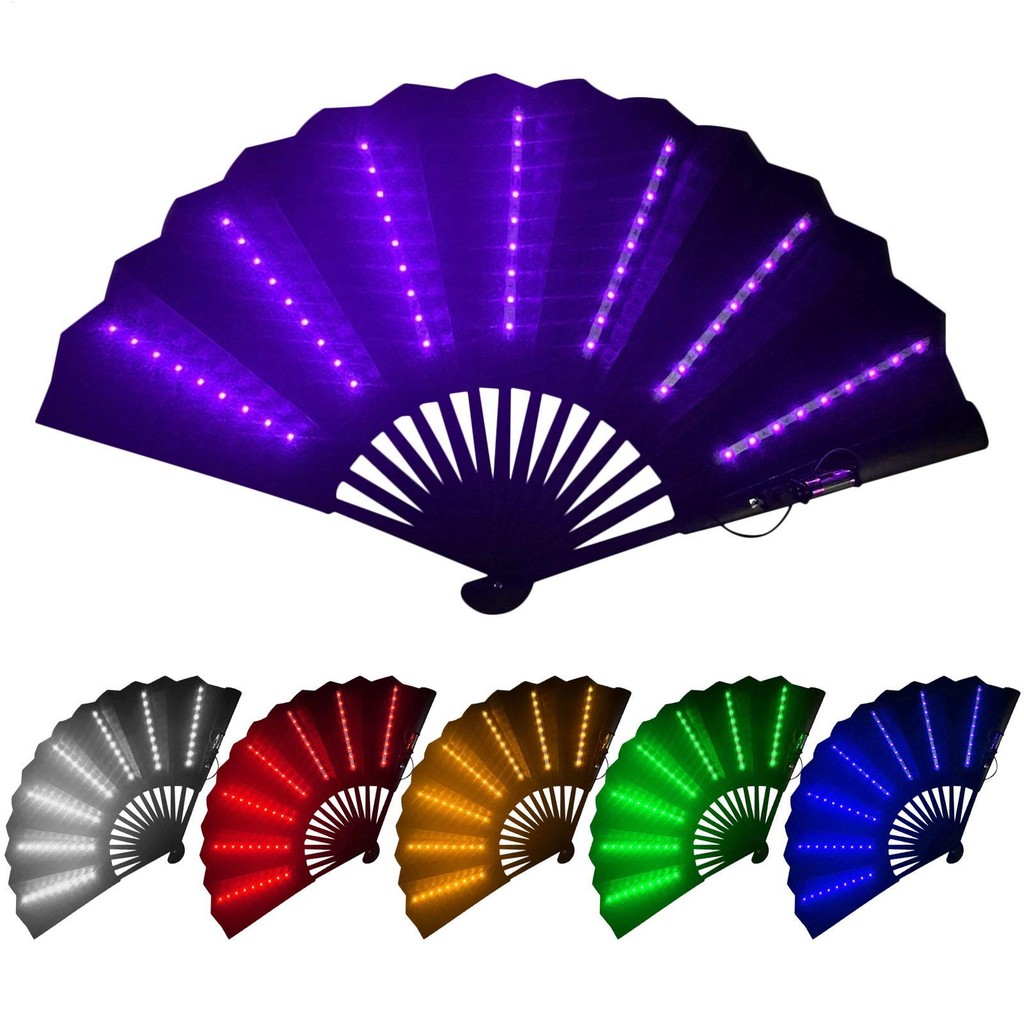 LED Handheld Fan LED Folding Handheld Fan Portable Travel Hand Fan Rave ...