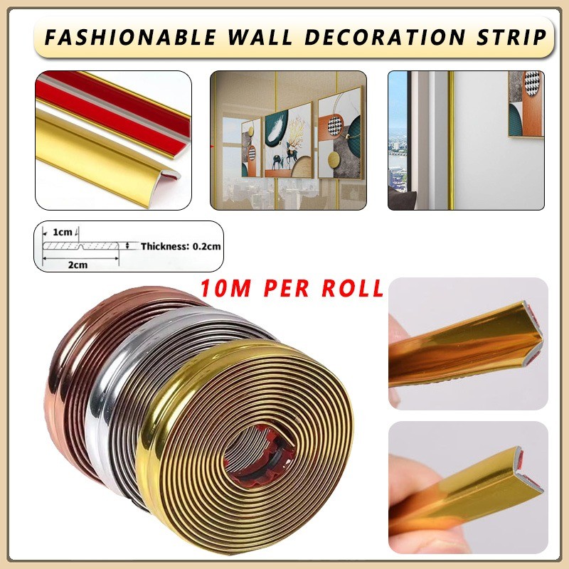10 Meter PVC Wall Corner Trim Strips Self-adhesive Waterproof Ceiling ...