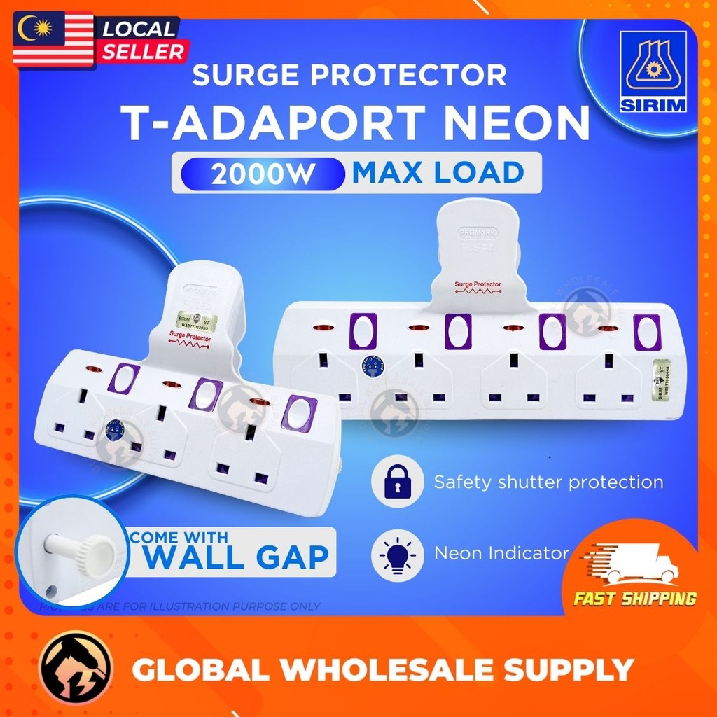 SIRIM T-ADAPORT Surge Protector Plug Adapter Sambungan Wayar Trailling ...