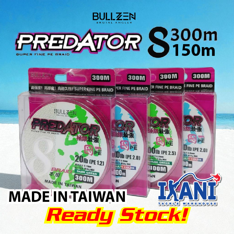 Bullzen Predator 8X Braid Super Fine PE Line X8 150m/300m Braided tali ...