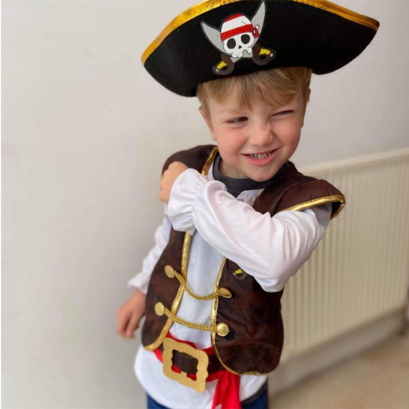 Halloween Children's Pirate Clothes Kid Costume Caribbean Jack Pirate — free download
