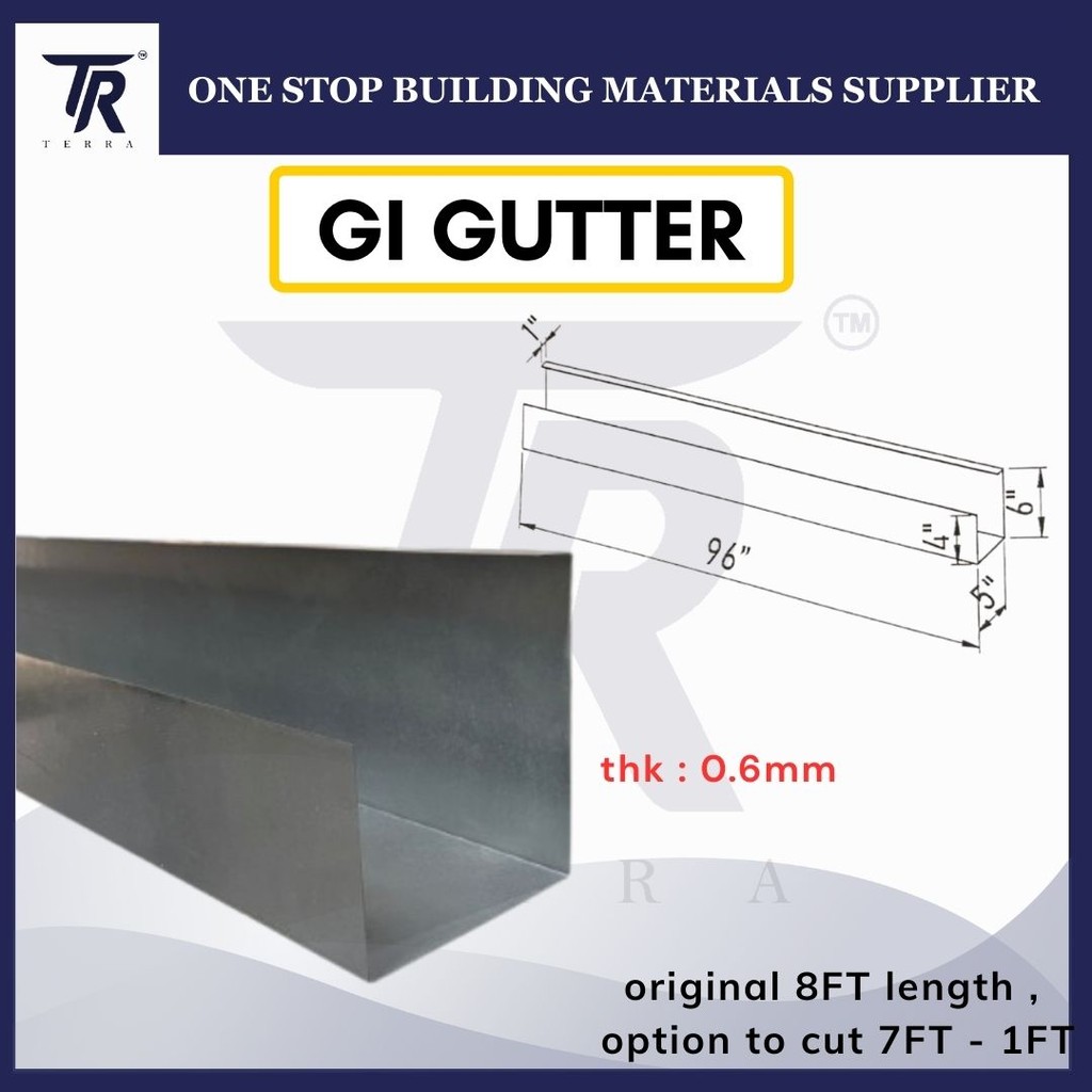 ZINC GI GUTTER 1FT/2FT/3FT/4FT | Shopee Malaysia