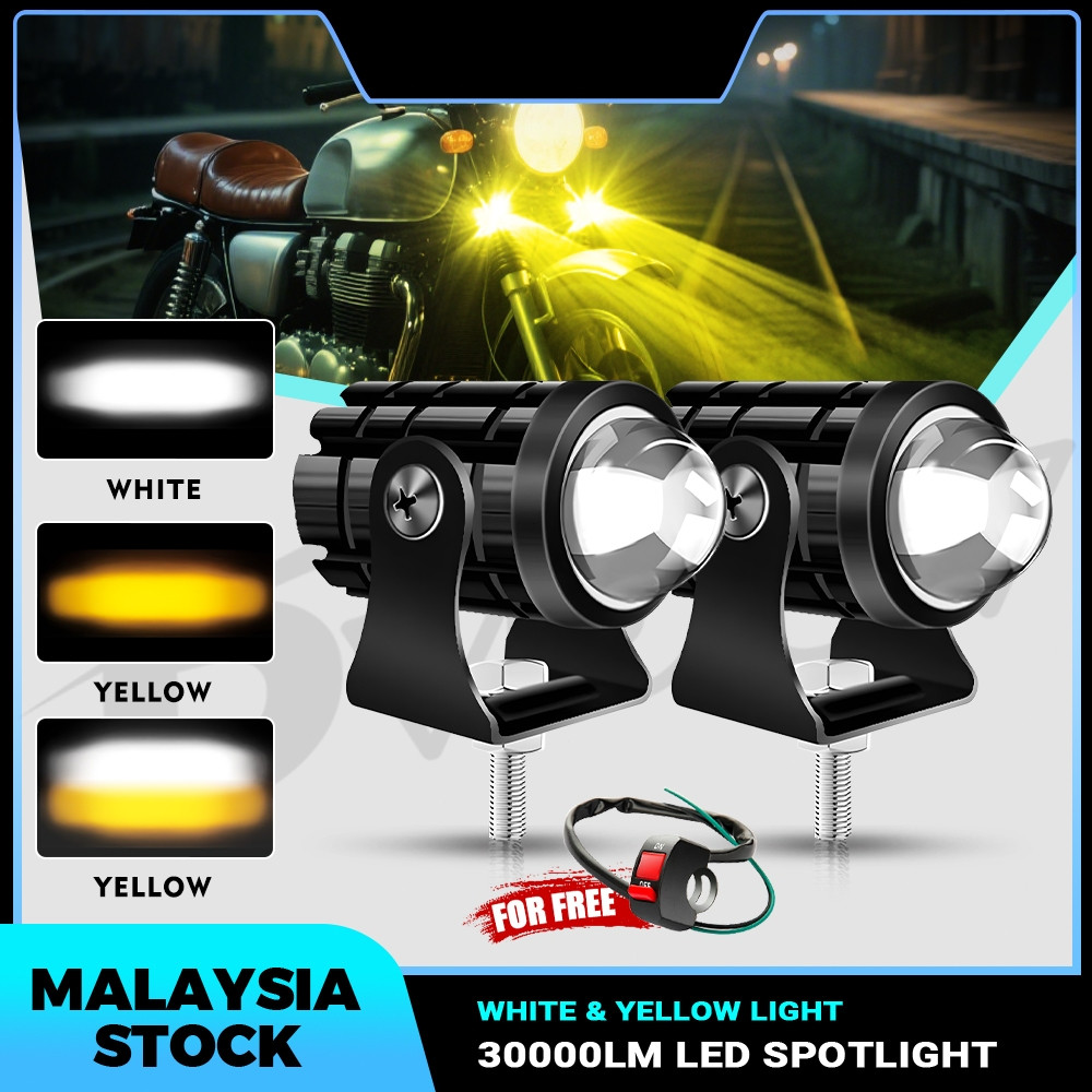 Motorcycle Led Work Lights 3000K 6000K White Yellow Dual Color Mini ...
