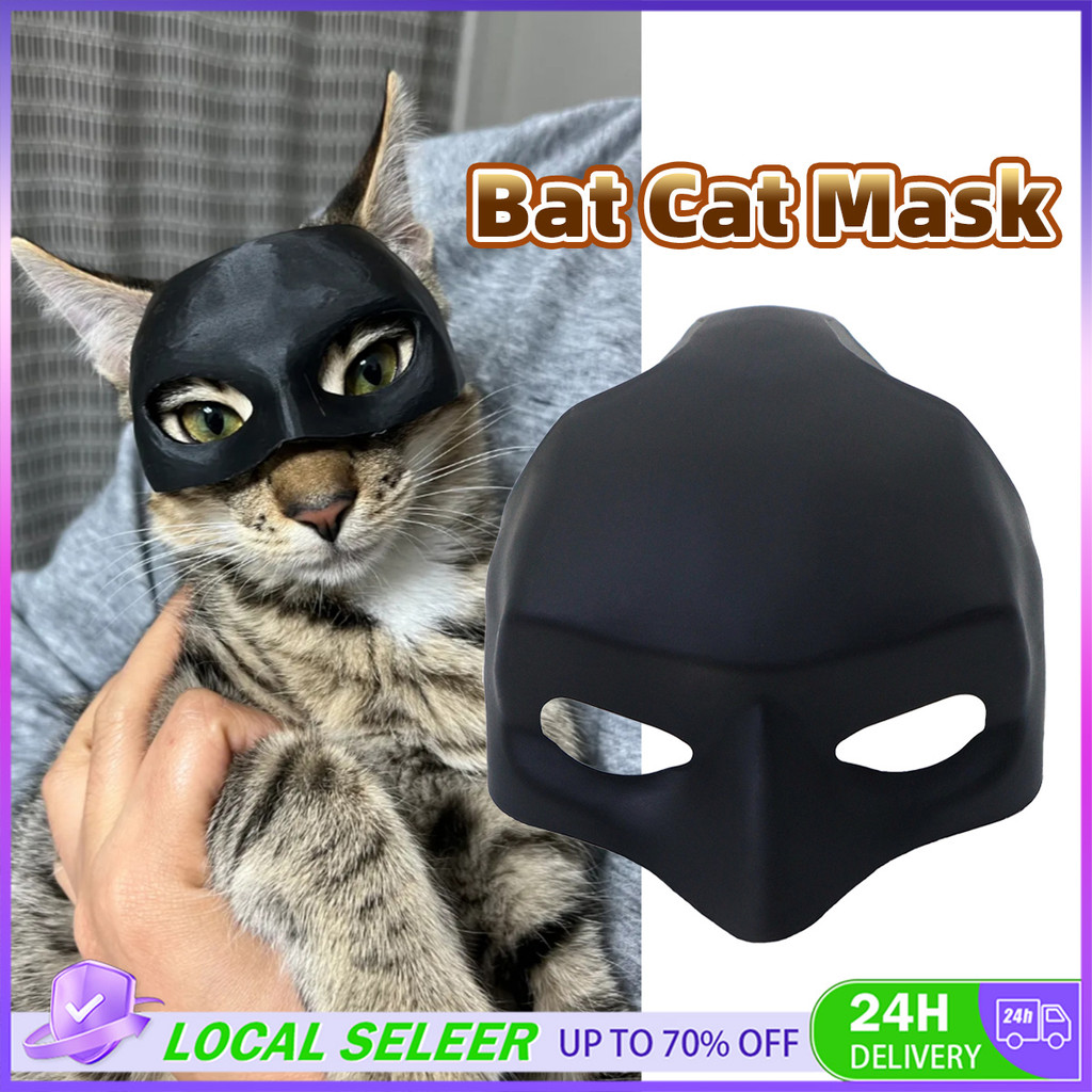 Ins Cat Batman Mask Black Cat Halloween Half Face Mask with Ear Holes ...