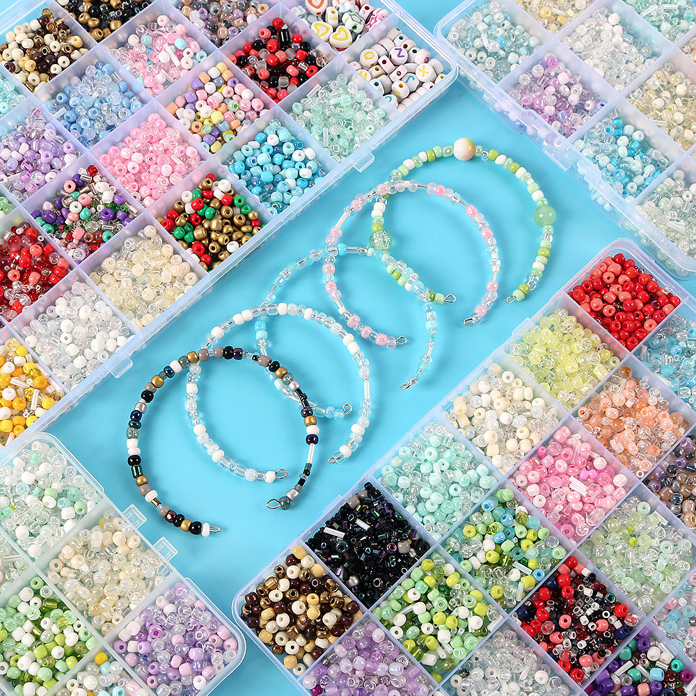 Acrylic Mixed Color Rice Bead Set Box DIY Handmade Bead Bracelet ...