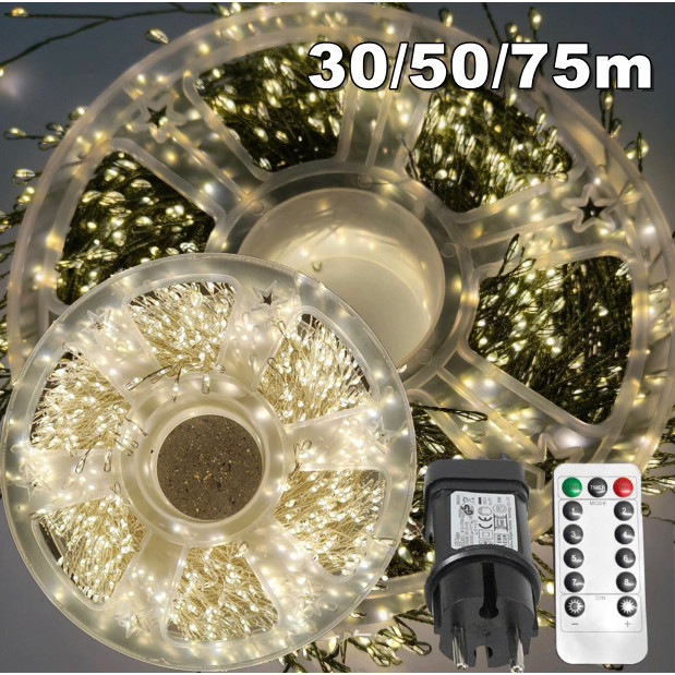 2025 20~100m LED Christmas Firecracker Fairy Lights Plug in With Remote ...