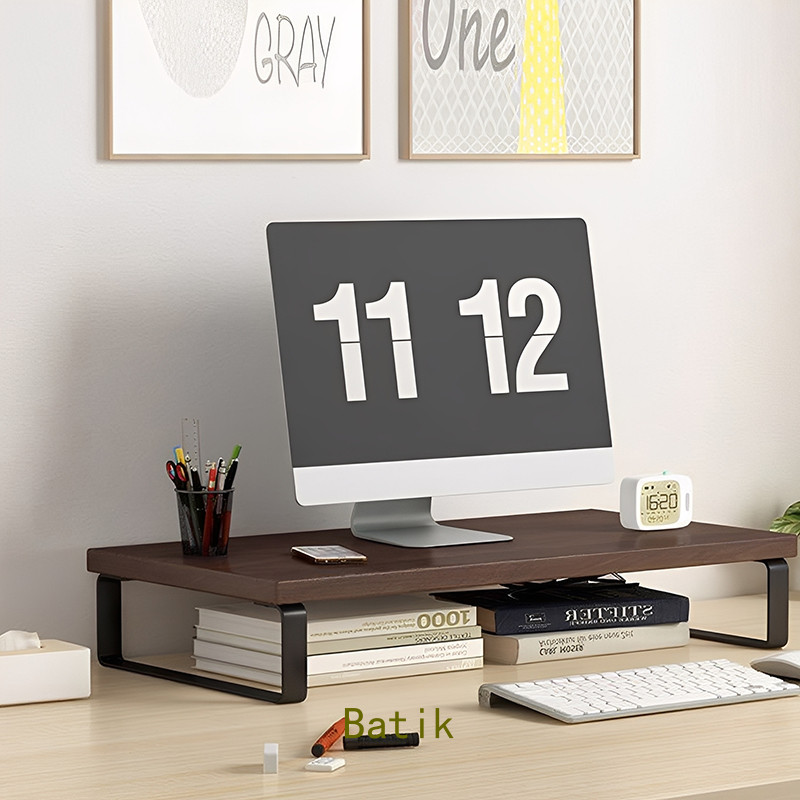 Batik Wood Desktop Monitor Lifting Stand Base Computer Screen Height ...