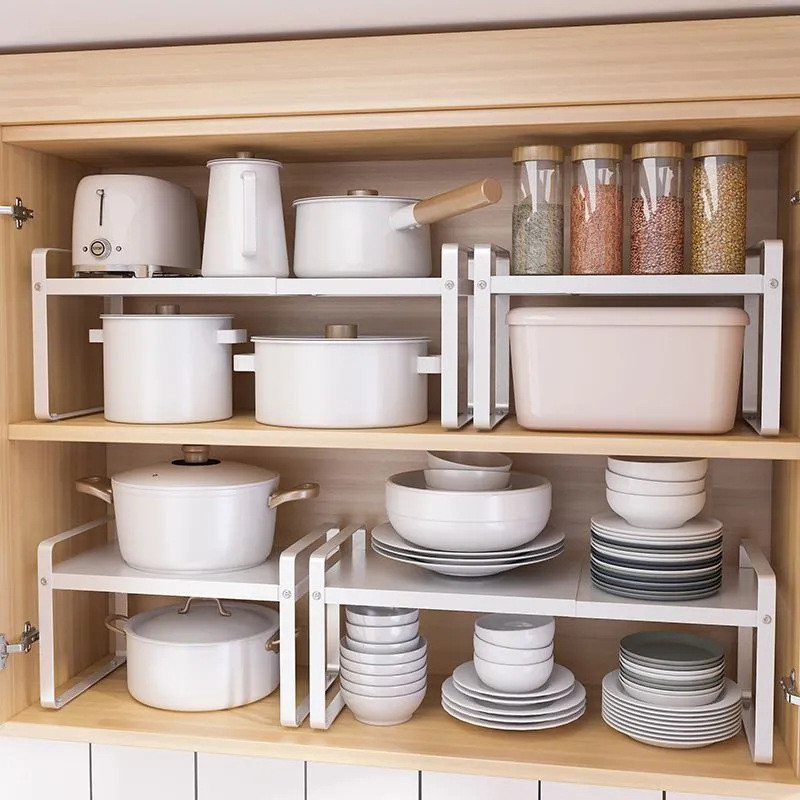 Kitchen Countertop Cabinet Partition Layered Storage Rack Expandable ...