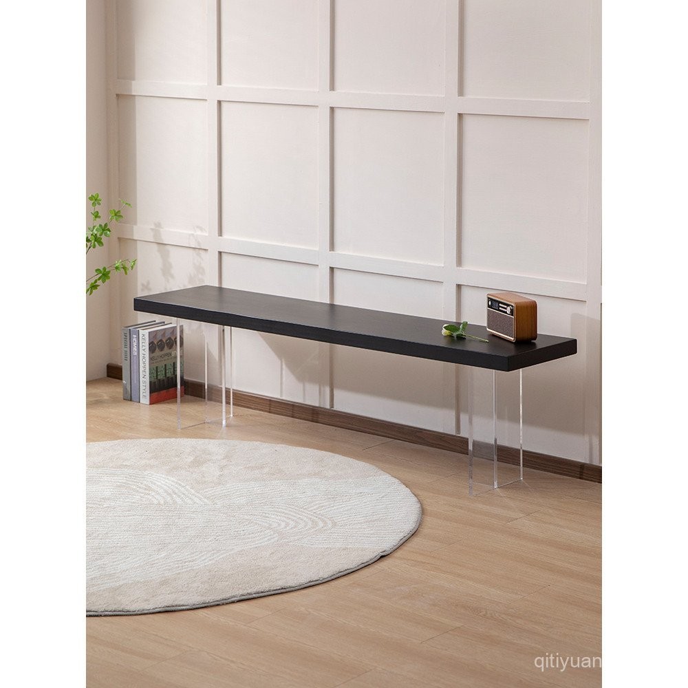 Acrylic Long Bench Floating Solid Wood Long Bench Entryway Bench TV ...