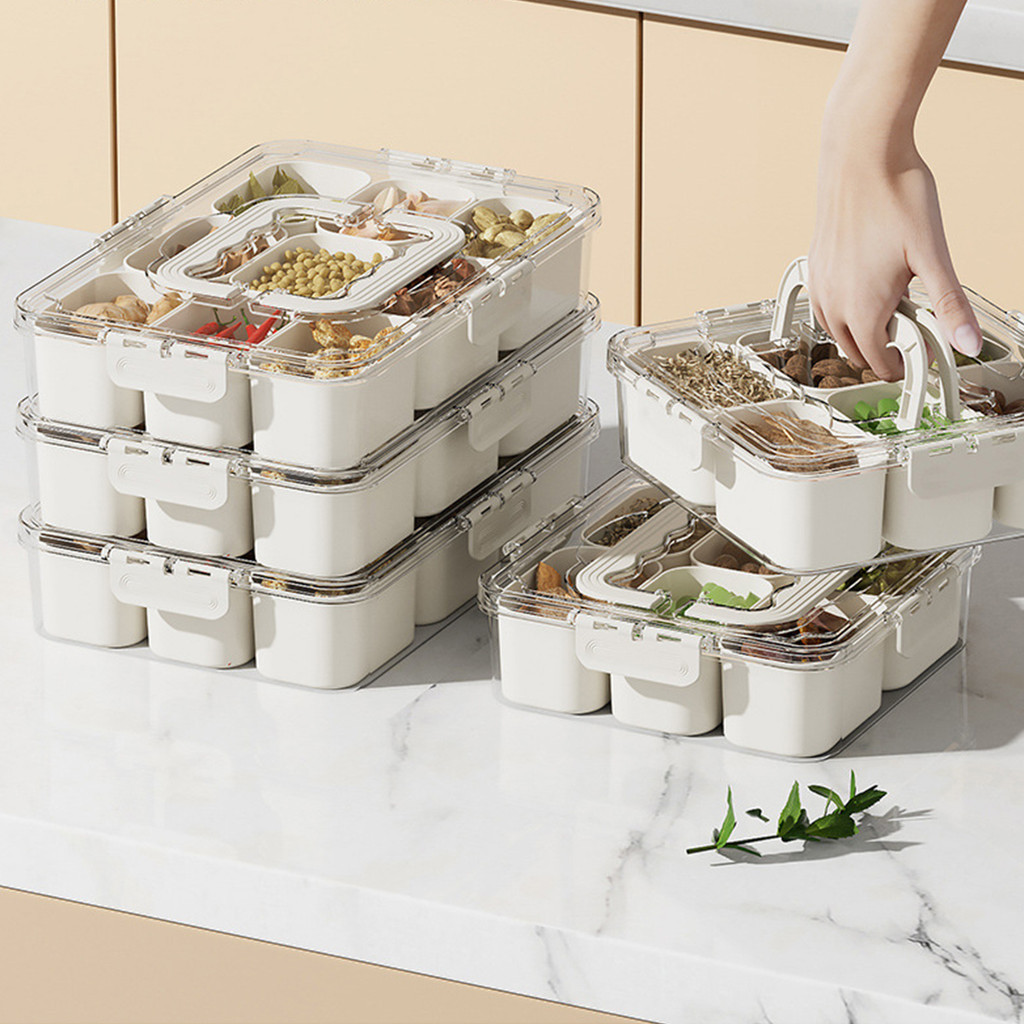 AGL Compartment Keeping Divided Serving Tray with Lid and Handle Box ...