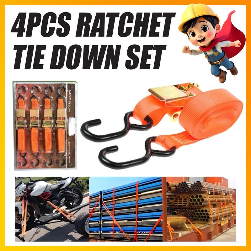Set 4pcs Tali Pengikat Ratchet 15 Kaki / 4pcs 15ft Ratchet Tie Down Set ...