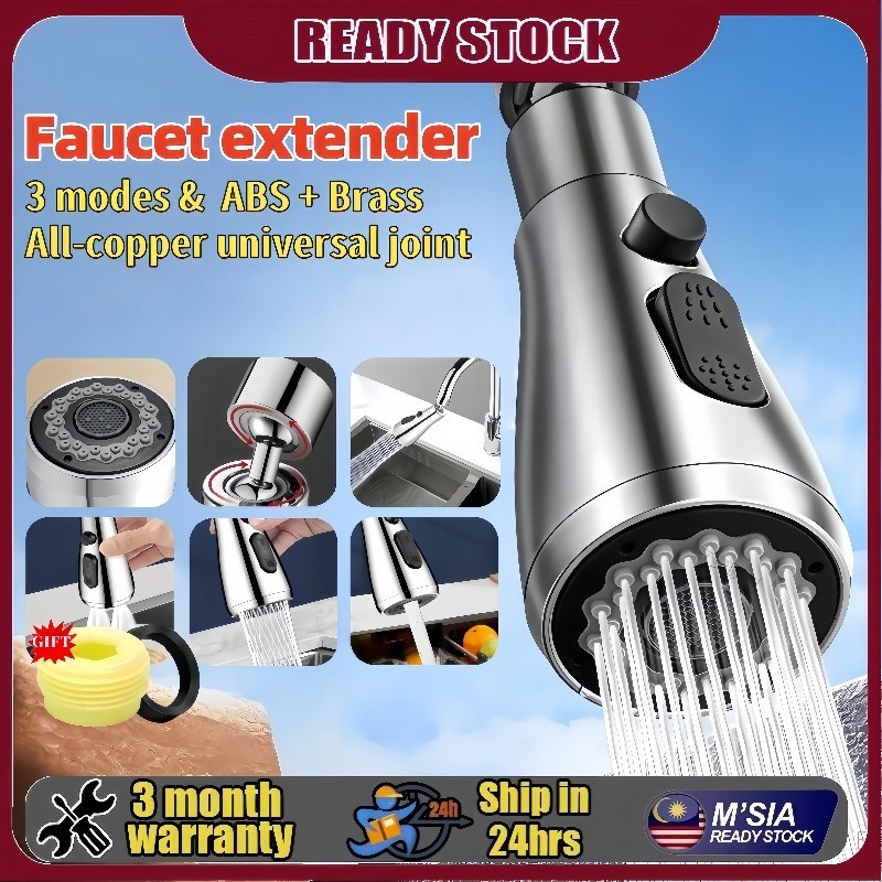 3-Speed Adjustable Universal Faucet Extender Faucet Nozzle Adapter Sink ...