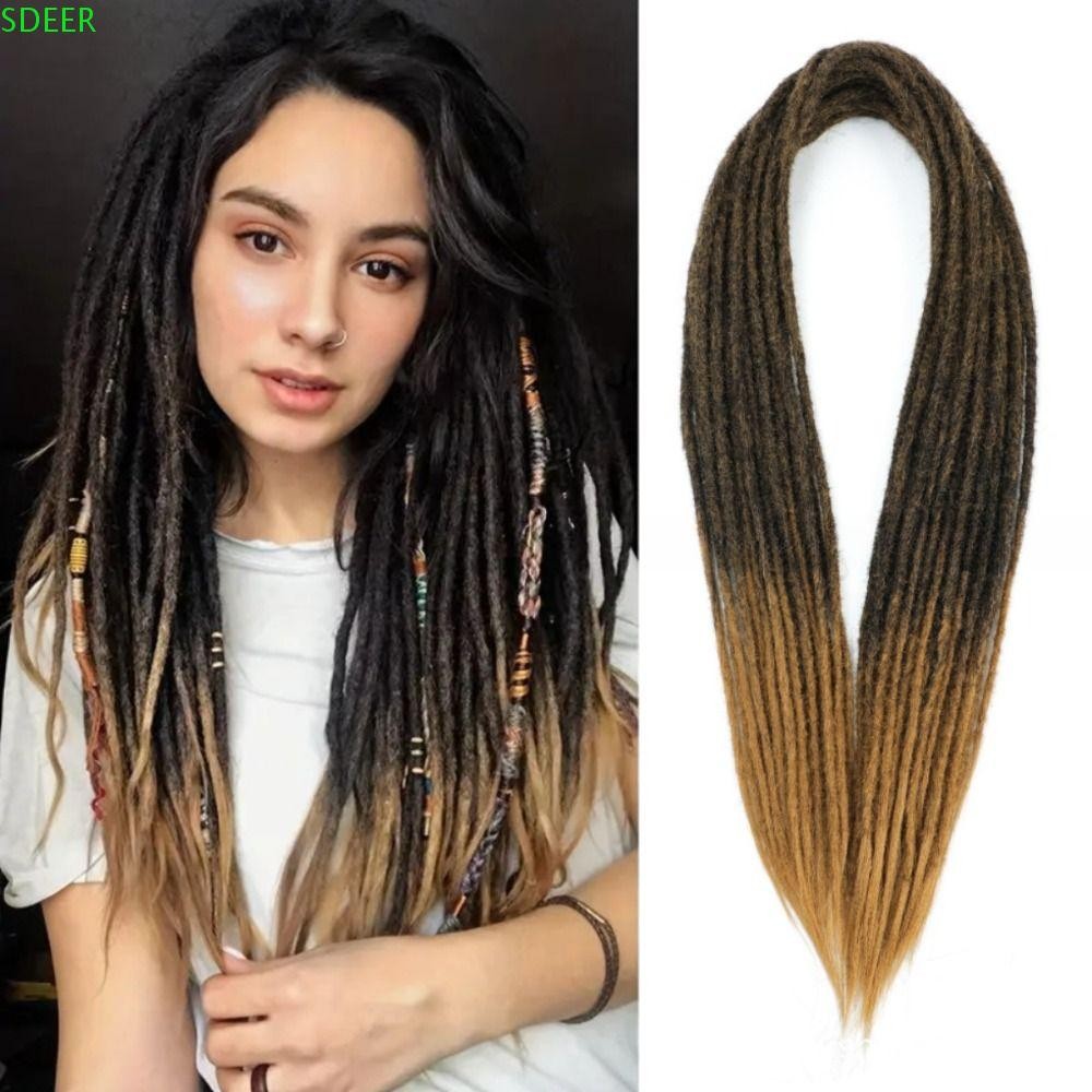 SDEER 10 Strands Double Ended Dreadlock Extensions, Straight Ombre ...