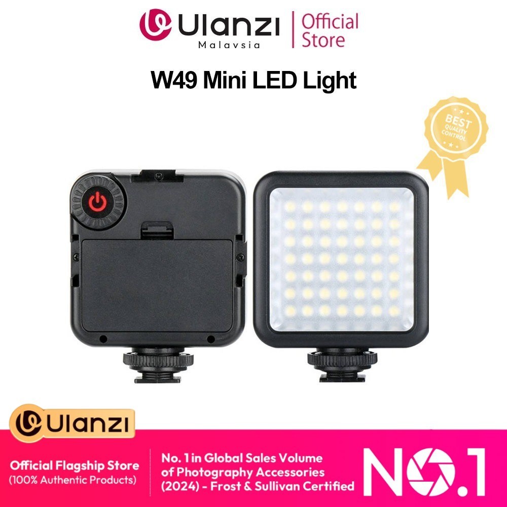 Ulanzi W49 Mini LED Video Light on Camera + 3 Hot Shoe for DSLR Mini ...