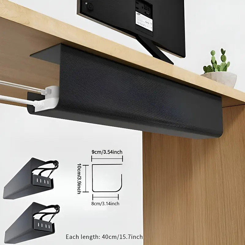 SY Cable Management Under Desk Channel Power Strip Raceway Cord Storage ...