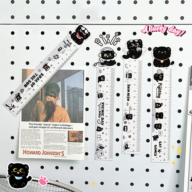 15cm Funny Cartoon Shaped Magnetic Ruler with Cute Black Cat Theme ...