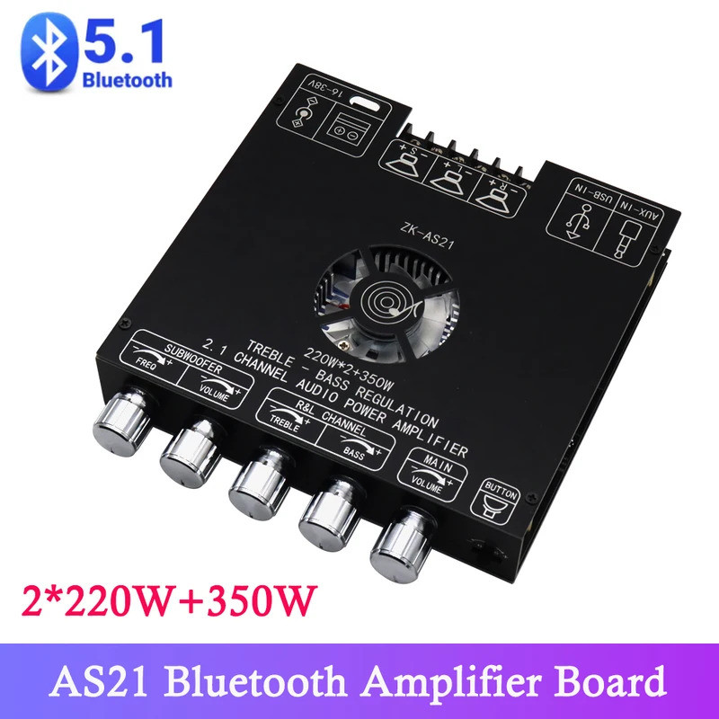 AS21 220WX2+350W 2.1 saluran TPA3255 Cip Amplifier Bluetooth 5.1 Papan ...