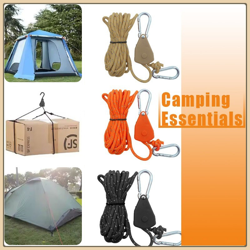 4M Camping Rope Pulley Adjuster Regulator Outdoor Camping Rope Fixed ...
