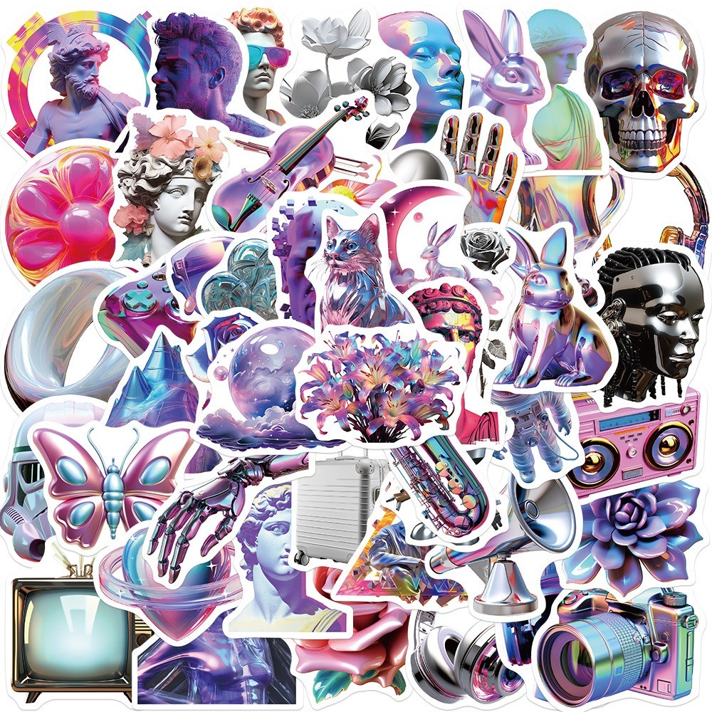 50-Piece 3D Acid Vaporwave Graffiti Stickers - Unique DIY Waterproof ...