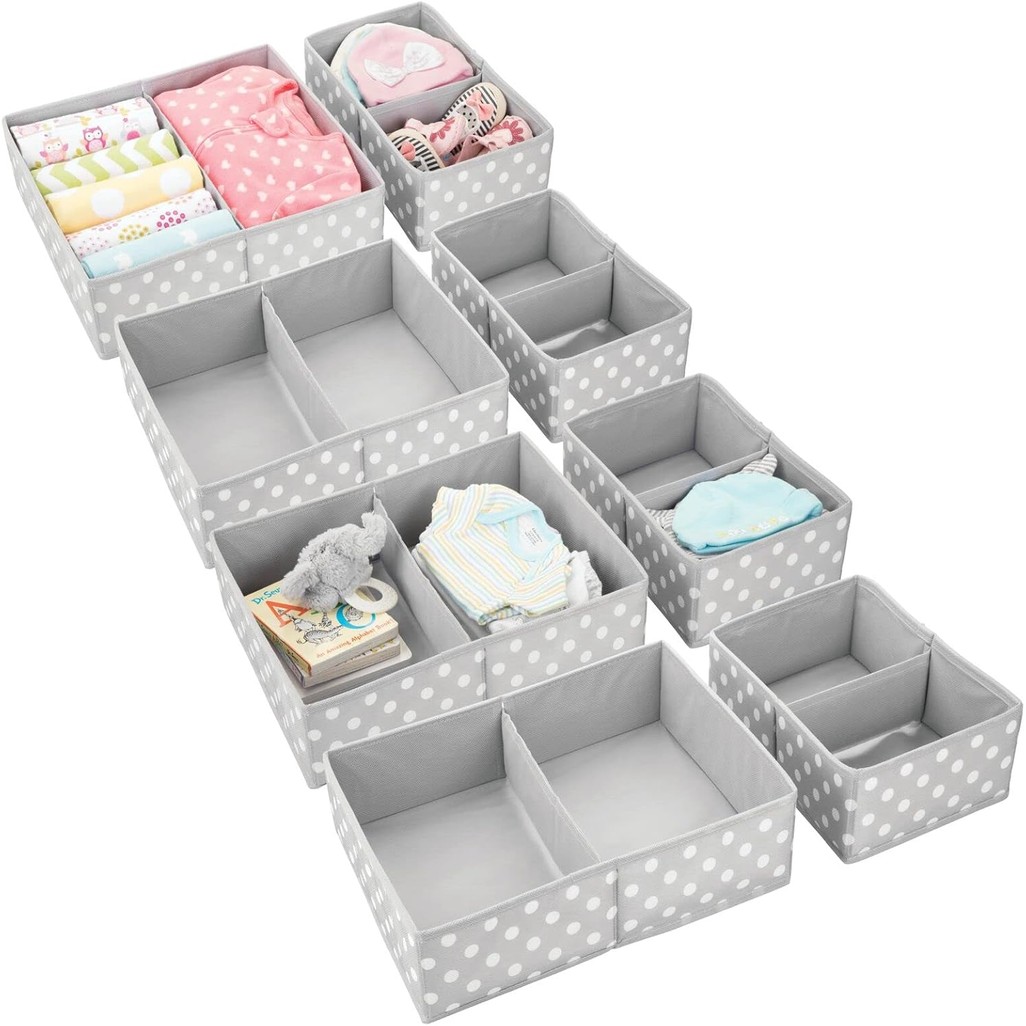 mDesign Fabric Drawer Organizer Bins, Kids/Baby Nursery Dresser, Closet ...