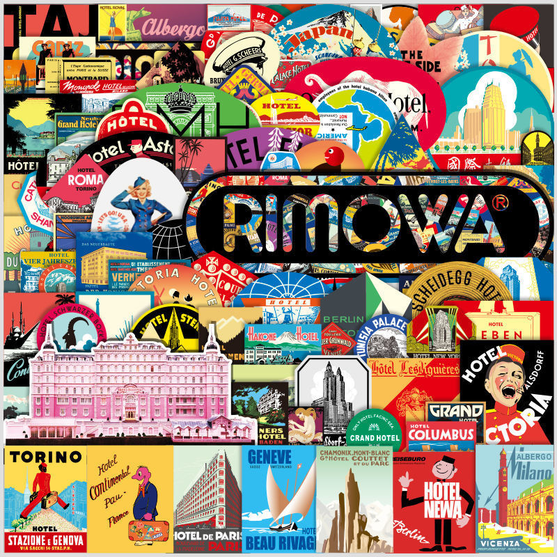 Hot RIMOWA Mixed Sticker to Laptop Skateboart Guitar Luggage 复古酒店世界地标 ...