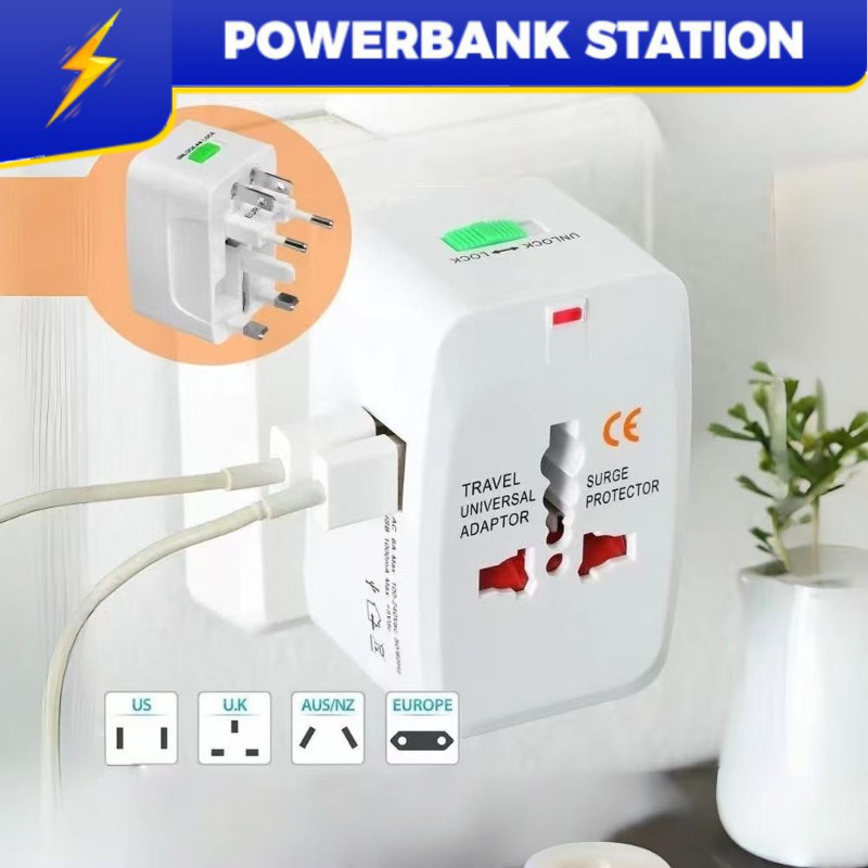 PSB_ Power Socket Adapter Universal Travel Dual USB Adapter Plug Socket ...