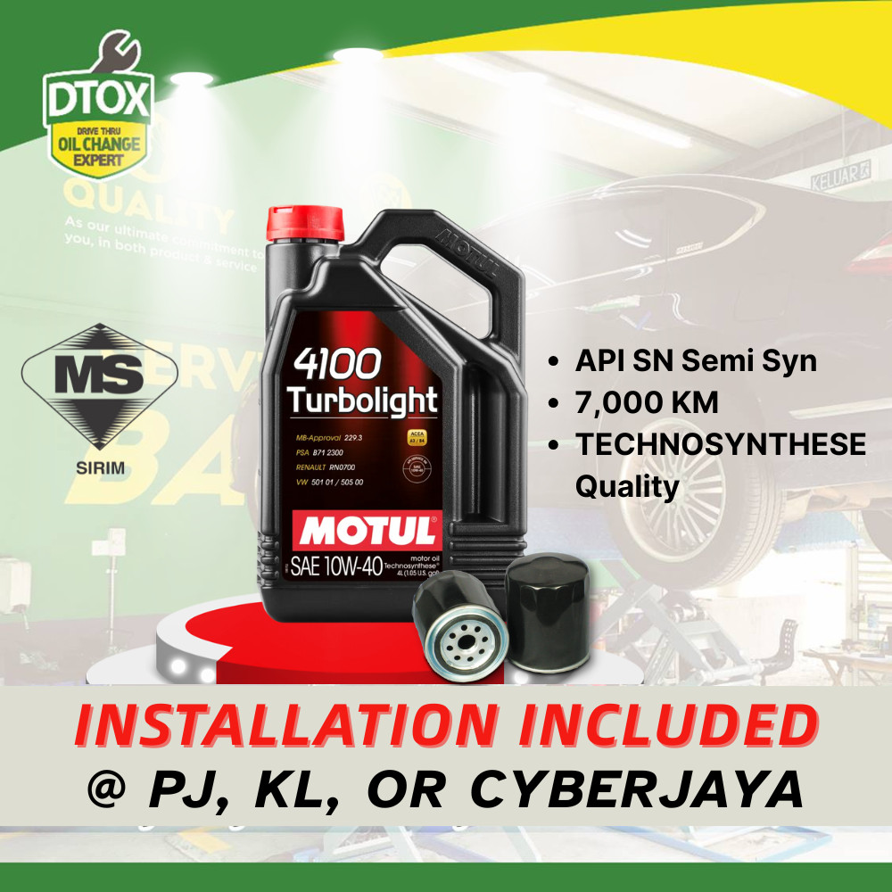 Engine Oil Service Package - Motul 10W40 Turbolight 4100 Semi
