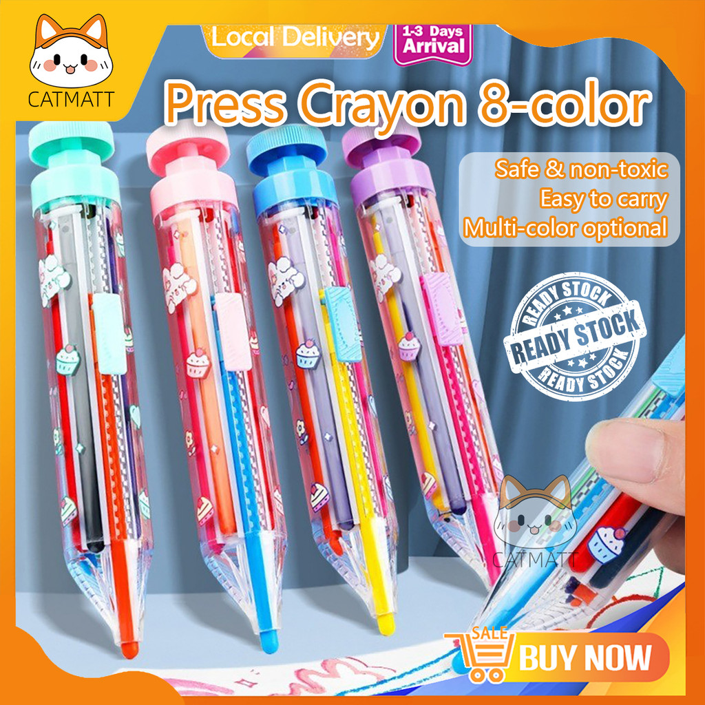 8 In 1 Multicolors Crayons Kawaii Retractable Crayons Art Crafts DIY ...