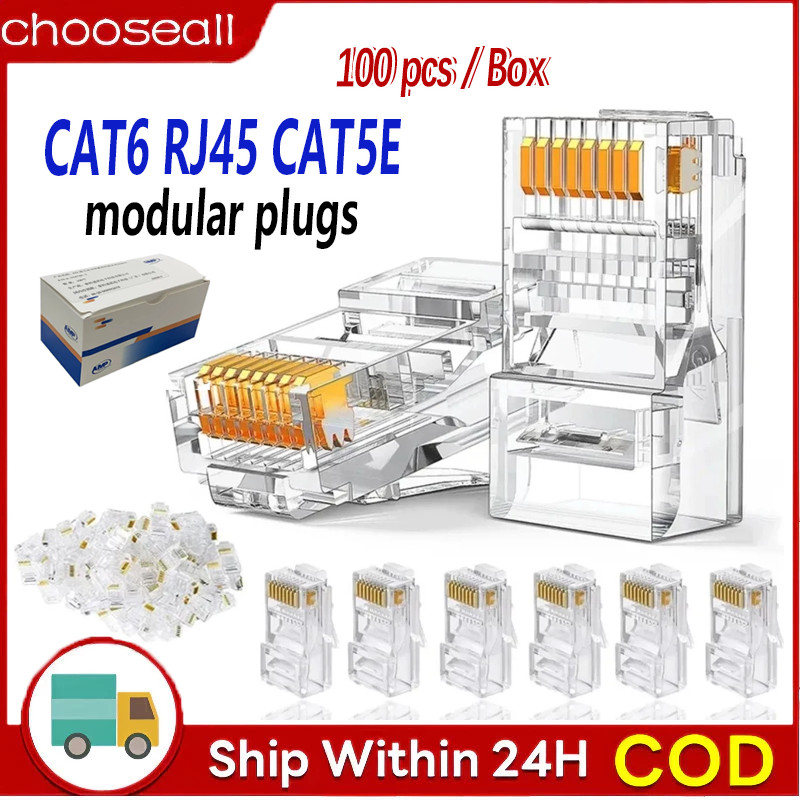 (100PCS) RJ45 CAT5E CAT6 Crystal Network Connector Terminal AMP ...
